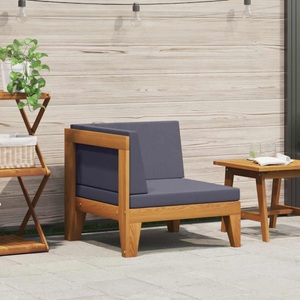 vidaXL, vidaXL Modular-Ecksofa mit Dunkelgrauen Kissen Akazie Massivholz