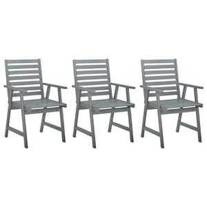 vidaXL, vidaXL Garten-Essstühle 3 Stk. Grau Massivholz Akazie, vidaXL Garten-Essstühle 3 Stk. Grau Massivholz Akazie