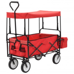 vidaXL, vidaXL Klappbarer Handwagen mit Sonnendach Stahl Rot, vidaXL Klappbarer Handwagen mit Sonnendach Stahl Rot