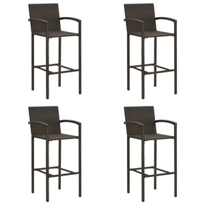 vidaXL, vidaXL Barhocker 4 Stk. Braun Poly Rattan, vidaXL Barhocker 4 Stk. Braun Poly Rattan
