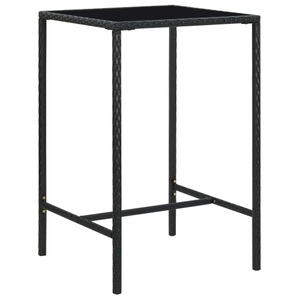 vidaXL, vidaXL Garten-Bartisch Schwarz 70x70x110 cm Poly Rattan und Glas, vidaXL Garten-Bartisch Schwarz 70x70x110 cm Poly Rattan und Glas