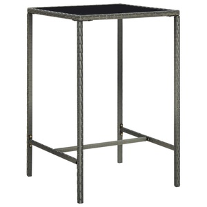 vidaXL, vidaXL Garten-Bartisch Grau 70x70x110 cm Poly Rattan und Glas, vidaXL Garten-Bartisch Grau 70x70x110 cm Poly Rattan und Glas