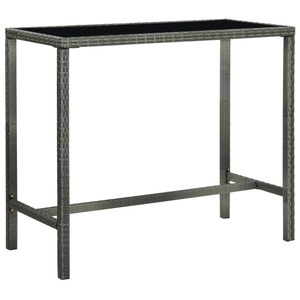 vidaXL, vidaXL Garten-Bartisch Grau 130x60x110 cm Poly Rattan und Glas, vidaXL Garten-Bartisch Grau 130x60x110 cm Poly Rattan und Glas