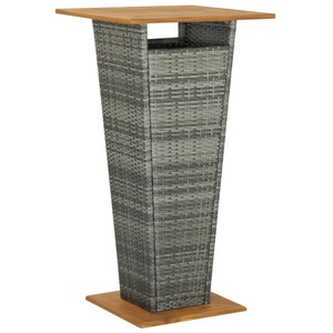 vidaXL, vidaXL Bartisch Grau 60x60x110 cm Poly Rattan und Massivholz Akazie, vidaXL Bartisch Grau 60x60x110 cm Poly Rattan und Massivholz Akazie