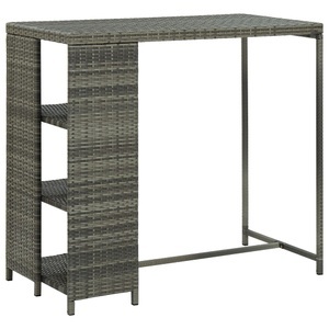 vidaXL, vidaXL Bartisch mit Regal Grau 120x60x110 cm Poly Rattan, vidaXL Bartisch mit Regal Grau 120x60x110 cm Poly Rattan