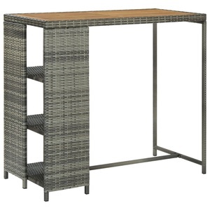 vidaXL, vidaXL Bartisch mit Regal Grau 120x60x110 cm Poly Rattan, vidaXL Bartisch mit Regal Grau 120x60x110 cm Poly Rattan