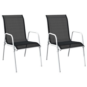 vidaXL, vidaXL Stapelbare Gartenstühle 2 Stk. Stahl und Textilene Schwarz, 