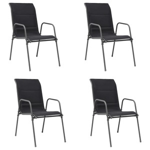 vidaXL, vidaXL Stapelbare Gartenstühle 4 Stk. Stahl und Textilene Schwarz, 