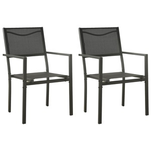vidaXL, vidaXL Gartenstühle 2 Stk. Textilene und Stahl Schwarz und Anthrazit, vidaXL Gartenstühle 2 Stk. Textilene und Stahl Schwarz und Anthrazit