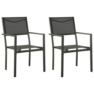 vidaXL, vidaXL Gartenstühle 2 Stk. Textilene und Stahl Schwarz und Anthrazit