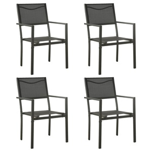 vidaXL, vidaXL Gartenstühle 4 Stk. Textilene und Stahl Schwarz und Anthrazit, vidaXL Gartenstühle 4 Stk. Textilene und Stahl Schwarz und Anthrazit