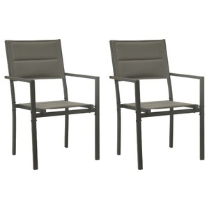 vidaXL, vidaXL Gartenstühle 2 Stk. Textilene und Stahl Grau und Anthrazit, vidaXL Gartenstühle 2 Stk. Textilene und Stahl Grau und Anthrazit