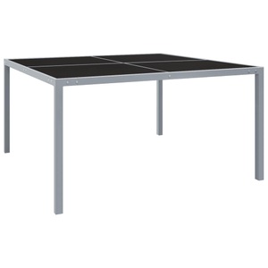 vidaXL, vidaXL Gartentisch 130x130x72 cm Grau Stahl und Glas, vidaXL Gartentisch 130x130x72 cm Grau Stahl und Glas