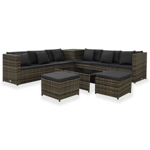 vidaXL, vidaXL 8-tlg. Garten-Lounge-Set mit Kissen Poly Rattan Grau