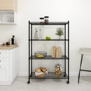 vidaXL, vidaXL Lagerregal mit 4 Böden und Rollen 90x35x142 cm Schwarz 200 kg, vidaXL Lagerregal mit 4 Böden und Rollen 90x35x142 cm Schwarz 200 kg