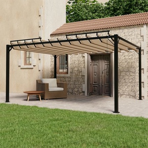 vidaXL, vidaXL Pavillon mit Lamellendach 3x4 m Taupe Stoff und Aluminium