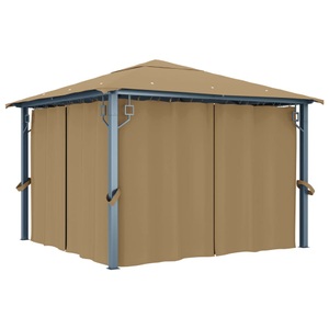 vidaXL, vidaXL Pavillon mit Vorhang 300x300 cm Taupe Aluminium