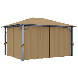 vidaXL, vidaXL Pavillon mit Vorhang 400x300 cm Taupe Aluminium