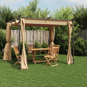 vidaXL, vidaXL Pavillon mit Vorhängen 3x3 m Taupe Stahl