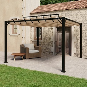 vidaXL, vidaXL Pavillon mit Lamellendach 3x3 m Taupe Stoff und Aluminium, vidaXL Pergola mit Lamellendach 3x3 m Taupe Stoff und Aluminium