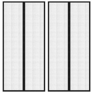 vidaXL, vidaXL Insektenschutz Türvorhänge 2 Stk. mit Magnet Schwarz 220x110 cm, vidaXL Fliegengitter-Türvorhänge 2 Stk. Magnet Schwarz 220x110 cm