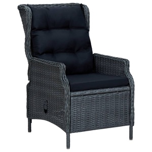 vidaXL, vidaXL Verstellbarer Gartensessel mit Auflagen Poly Rattan Dunkelgrau, vidaXL Verstellbarer Gartensessel mit Auflagen Poly Rattan Dunkelgrau