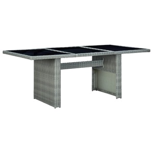 vidaXL, vidaXL Gartentisch Hellgrau Poly Rattan und Hartglas