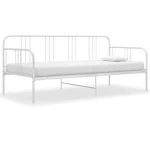 vidaXL, vidaXL Schlafsofa Bettgestell Weiß Metall 90x200 cm, vidaXL Schlafsofa Bettgestell Weiß Metall 90x200 cm