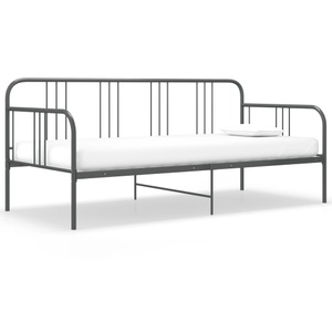 vidaXL, vidaXL Schlafsofa Bettgestell Grau Metall 90x200 cm, vidaXL Schlafsofa Bettgestell Grau Metall 90x200 cm