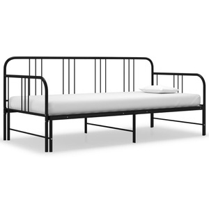 vidaXL, vidaXL Ausziehsofa Bettgestell Schwarz Metall 90x200 cm