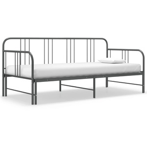 vidaXL, vidaXL Ausziehsofa Bettgestell Grau Metall 90x200 cm, vidaXL Ausziehsofa Bettgestell Grau Metall 90x200 cm
