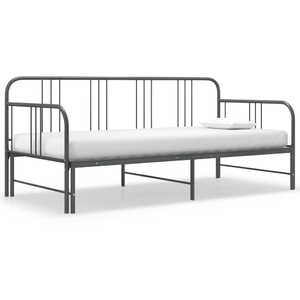 vidaXL, vidaXL Ausziehsofa Bettgestell Grau Metall 90x200 cm