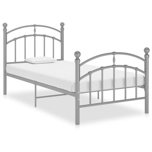 vidaXL, vidaXL Bettgestell Grau Metall 90x200 cm, vidaXL Bettgestell Grau Metall 90x200 cm