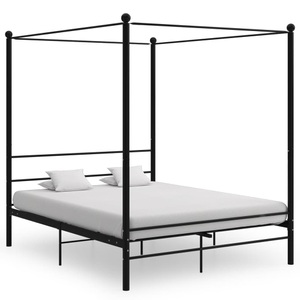 vidaXL, vidaXL Himmelbett Schwarz Metall 160x200 cm, vidaXL Himmelbett Schwarz Metall 160x200 cm