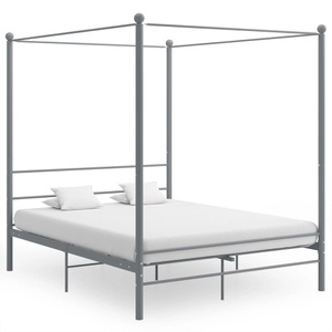 vidaXL, vidaXL Himmelbett Grau Metall 160x200 cm, vidaXL Himmelbett Grau Metall 160x200 cm