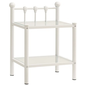 vidaXL, vidaXL Nachttisch Weiß Transparent 45x34,5x60,5 cm Metall und Glas, vidaXL Nachttisch Weiß Transparent 45x34,5x60,5 cm Metall und Glas