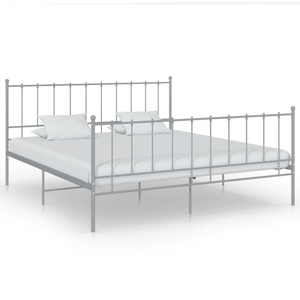 vidaXL, vidaXL Bett Grau Metall 140x200 cm, vidaXL Bett Grau Metall 140x200 cm