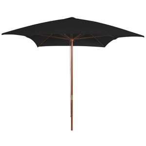 vidaXL, vidaXL Sonnenschirm mit Holzmast Schwarz 200x300 cm, vidaXL Sonnenschirm mit Holz-Mast 200x300 cm Schwarz