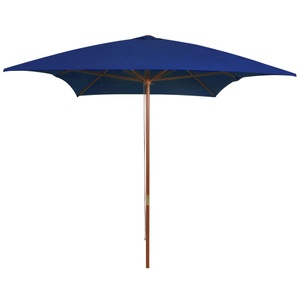 vidaXL, vidaXL Sonnenschirm mit Holzmast Blau 200x300 cm, vidaXL Sonnenschirm mit Holz-Mast 200x300 cm Blau