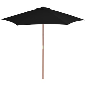 vidaXL, vidaXL Sonnenschirm mit Holzmast Schwarz 270 cm, vidaXL Sonnenschirm mit Holz-Mast 270 cm Schwarz