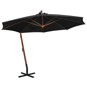 vidaXL, vidaXL Ampelschirm mit Mast Schwarz 3,5x2,9 m Massivholz Tanne