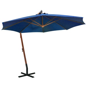 vidaXL Ampelschirm mit Mast Azurblau 3,5x2,9 m Massivholz Tanne
