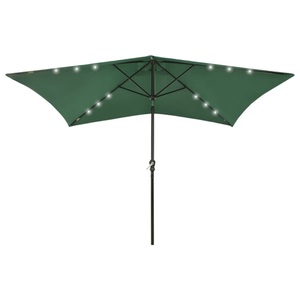 vidaXL, vidaXL Sonnenschirm mit LEDs und Stahl-Mast Grün 2x3 m