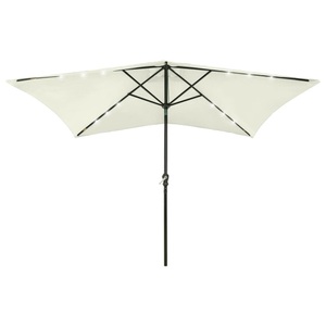 vidaXL, vidaXL Sonnenschirm mit LEDs und Stahl-Mast Sandfarben 2x3 m, vidaXL Sonnenschirm mit LEDs und Stahl-Mast Sandweiß 2x3 m