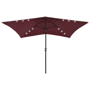 vidaXL, vidaXL Sonnenschirm mit LEDs und Stahl-Mast Bordeauxrot 2x3 m