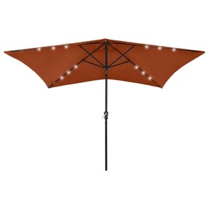 vidaXL, vidaXL Sonnenschirm mit LEDs und Stahl-Mast Terracotta-Rot 2x3 m