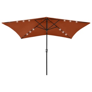 vidaXL, vidaXL Sonnenschirm mit LEDs und Stahl-Mast Terracotta-Rot 2x3 m