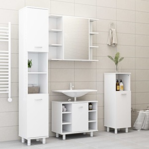 vidaXL, vidaXL 4-tlg. Badmöbel-Set Weiß Spanplatte