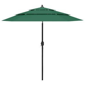 vidaXL, vidaXL Sonnenschirm mit Aluminium-Mast 3-lagig Grün 2,5 m, vidaXL Sonnenschirm mit Aluminium-Mast 3-lagig Grün 2,5 m