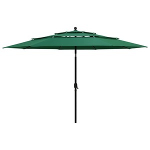vidaXL, vidaXL Sonnenschirm mit Aluminium-Mast 3-lagig Grün 3,5 m, vidaXL Sonnenschirm mit Aluminium-Mast 3-lagig Grün 3,5 m
